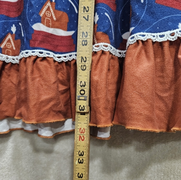 Womens Holiday Christmas Gingerbread Man Large Long Sleeve Dress - Picture 2 of 5